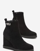  Botine Negre decorate cu zirconii pe toc pană Calgrana