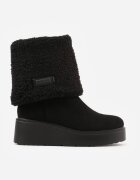  Botine Negre pe Pană Ornate cu Blană de Miel și cu Guler Întors Irissinae