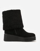  Botine Negre pe Pană Ornate cu Blană de Miel și cu Guler Întors Irissinae