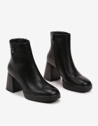  Botine Negre pe Toc gros Decorate cu Vârf pătrat Ansilena