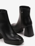  Botine Negre pe Toc gros Decorate cu Vârf pătrat Ansilena