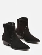  Botine Negre stil Cowboy din ecovelur și cu vârf ascuțit Nevelara