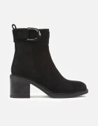 Botine Negre tip Chelsea cu toc gros cu baretă decorativă și cataramă Irissara