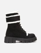  Botine Negre worker cu talpă groasă și cu blană Valiro