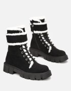  Botine Negre worker cu talpă groasă și cu blană Valiro