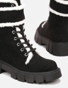  Botine Negre worker cu talpă groasă și cu blană Valiro
