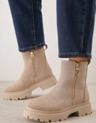  Botine Plate Bej închis cu fermoar Tinaferr