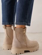  Botine Plate Bej închis cu fermoar Tinaferr