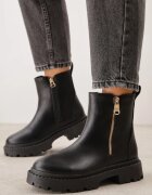  Botine Plate Negre cu Fermoar Tinaferr