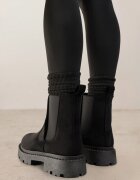  Botine tip Chelsea Negre din imitație de piele întoarsă cu talpă groasă Gosoga
