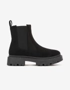  Botine tip Chelsea Negre din imitație de piele întoarsă cu talpă groasă Gosoga