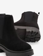  Botine tip Chelsea Negre din imitație de piele întoarsă cu talpă groasă Gosoga