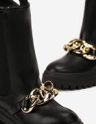  Botine Tip worker Negre cu talpă groasă cu lanț Sylasse