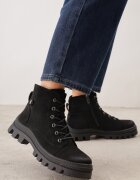  Botine trapper Negre cu platformă decorate cu curea Argiva