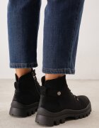  Botine trapper Negre cu platformă decorate cu curea Argiva