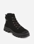  Botine trapper Negre cu platformă decorate cu curea Argiva