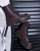  Botine Visinii cu șireturi căptușite cu platformă stil worker Crecca