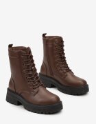  Brązowe Botki Workery na Grubej Podeszwie Fashia