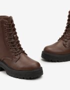  Brązowe Botki Workery na Grubej Podeszwie Fashia