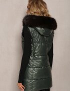 bright girl Vestă Verde Matlasată cu Glugă și Blană Decorativă Alephne