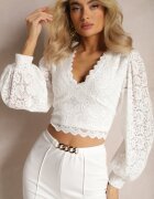 by swan Bluză Albă de Dantelă cu croială scurtă și manșete Skylame