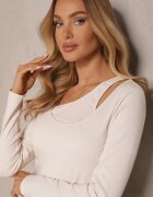 by swan Bluză bej cu Croială Asimetrică Tatorella