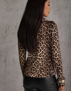 by swan Bluză din vâscoză cu nod decorativ și decupaj la abdomen Aniraa Imprimeu leopard