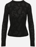 by swan Bluză elegantă din dantelă cu motiv floral Hellanis Neagră