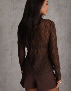 by swan Bluză longsleeve din plasă din dantelă cu adaos de viscoză Pirina Maro