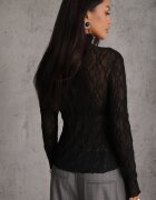 by swan Bluză longsleeve din plasă din dantelă cu adaos de viscoză Pirina Neagră