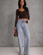 by swan Bluză Maro închisă Longsleeve din plasă cu viscoză cu decolteu inimă Elinevia
