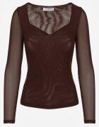 by swan Bluză Maro închisă Longsleeve din plasă cu viscoză cu decolteu inimă Elinevia