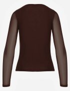 by swan Bluză Maro închisă Longsleeve din plasă cu viscoză cu decolteu inimă Elinevia