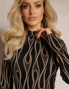 by swan Bluză mulată Neagră cu guler semi-înalt și model tribal Christime