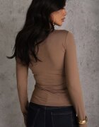 by swan Bluzka Brązowa Longsleeve cu Viscoză și Decolteu Pătrat Seliusei