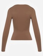by swan Bluzka Brązowa Longsleeve cu Viscoză și Decolteu Pătrat Seliusei