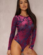 by swan Body Bleumarin-Violet cu model floral de catifea Aigal