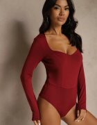 by swan Body Bordo din Viscoză Decorat cu Decolteu Pătrat Zalabrina