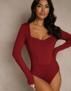 by swan Body Bordo din Viscoză Decorat cu Decolteu Pătrat Zalabrina