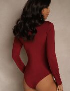 by swan Body Bordo din Viscoză Decorat cu Decolteu Pătrat Zalabrina