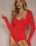 by swan Body cu mânecă lungă Roșu din Vâscoză cu Drapaj Decorativ Ninaviria