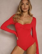 by swan Body cu mânecă lungă Roșu din Vâscoză cu Drapaj Decorativ Ninaviria