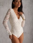 by swan Body din dantelă cu decolteu adânc Hildrana Alb