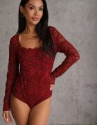 by swan Body din dantelă cu vâscoză și decolteu tip karo Walea Bordo