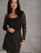 by swan Body din dantelă cu vâscoză și decolteu tip karo Walea Negru