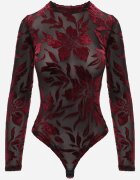 by swan Body din plasă cu adaos de vâscoză cu motiv vegetal din velur Quintesa Bordo