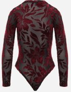 by swan Body din plasă cu adaos de vâscoză cu motiv vegetal din velur Quintesa Bordo