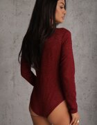 by swan Body elegant din dantelă cu decolteu în V Vattia Bordo
