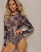 by swan Body Gri din plasă cu mâneci lungi și cu model Tie-Dye Itavia
