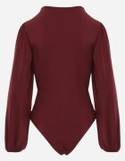 by swan Body petrecut din vâscoză cu mâneci lungă în stil bufă Biscuis Bordo